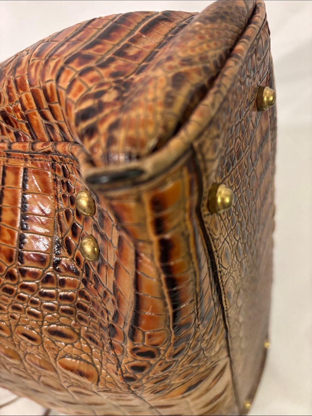 Brahmin Cognac Croc-Embossed Shoulder Bag with Tassel Detail - Picture 6 of 7